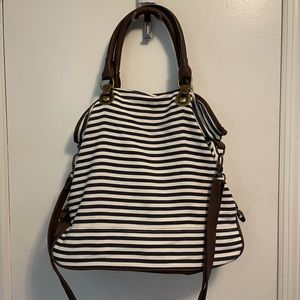 Forever 21 Navy & White Striped Large Bag